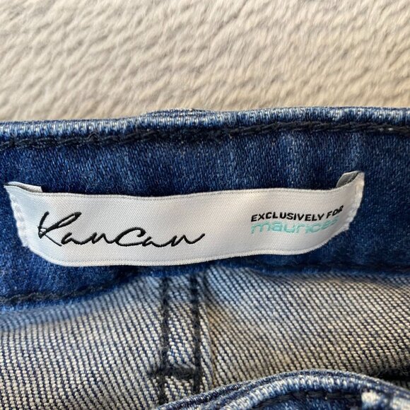 KanCan Women's Jeans Size 26 Distressed Flare Medium Wash Frayed Hem Stretch Den - Picture 9 of 16